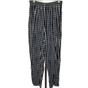 AKS dress pants 1XL black & white plaid stripe USA wide leg